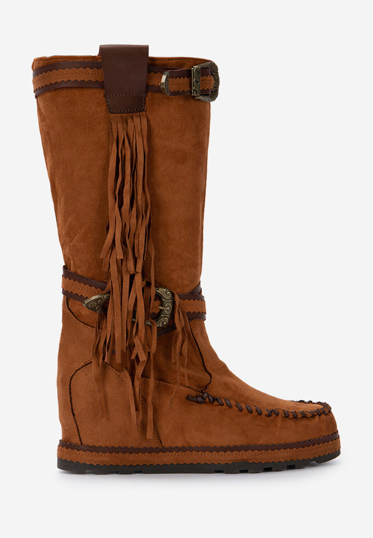 Cizme cu platforma ascunsa camel Everette