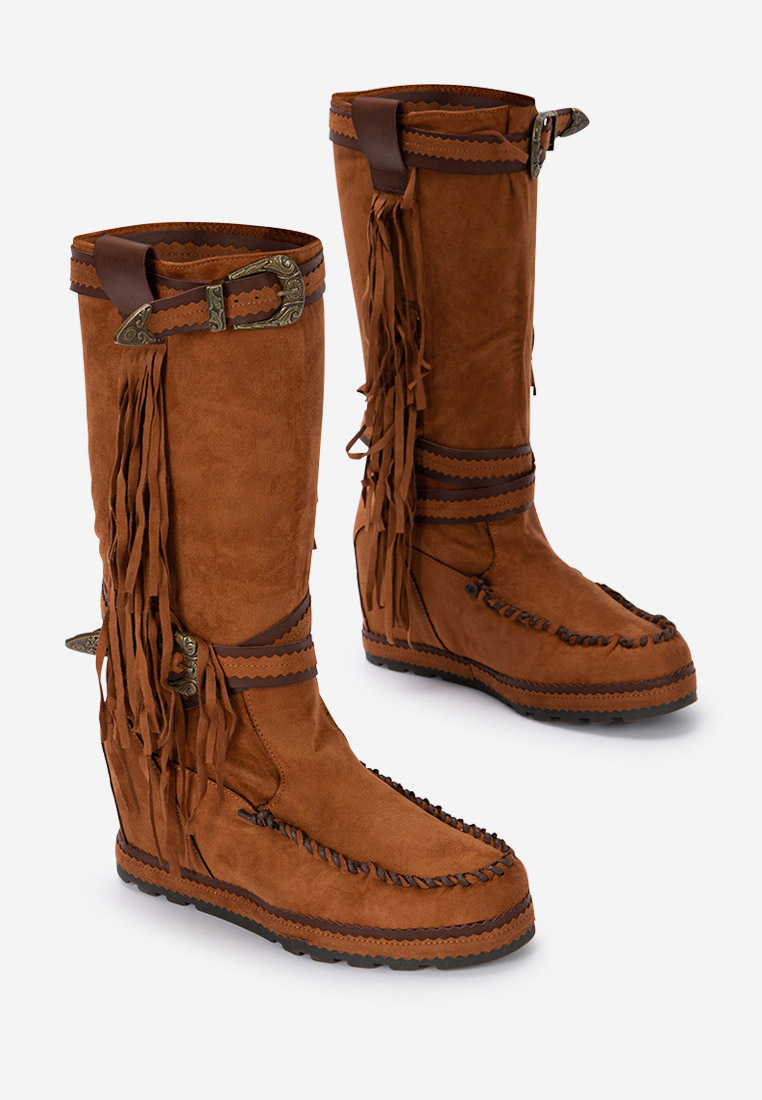 Cizme cu platforma ascunsa camel Everette