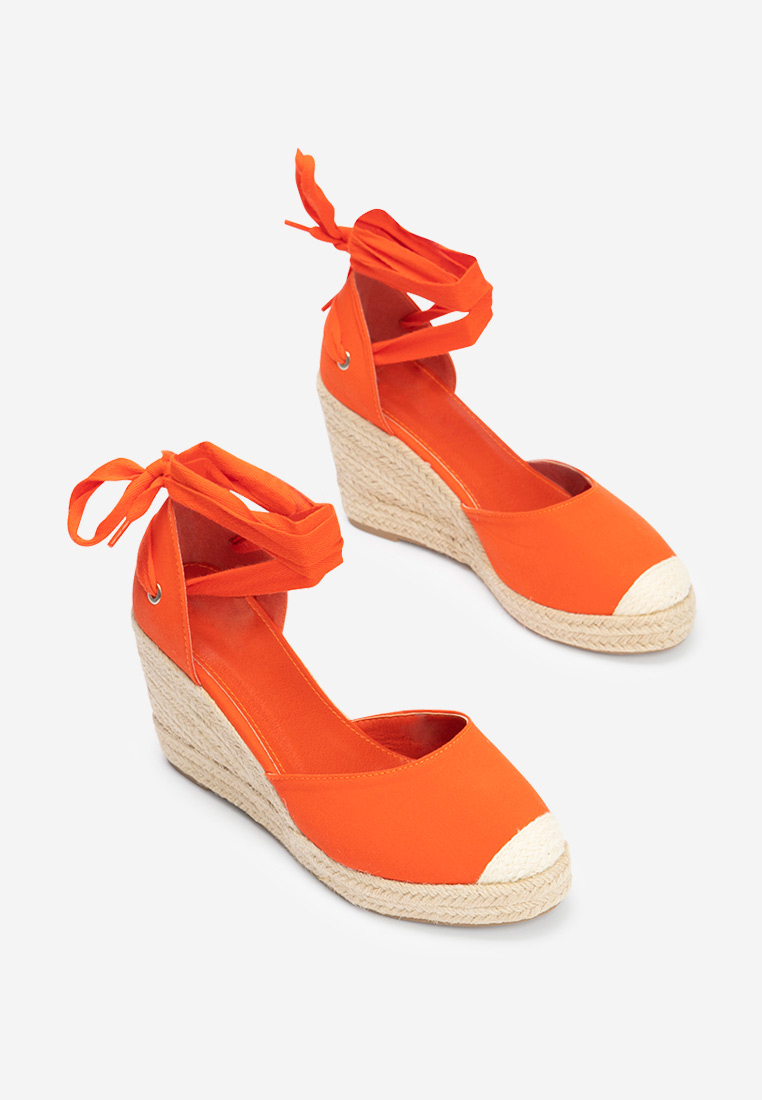 Sandale cu platforma tip espadrile Vilena portocalii