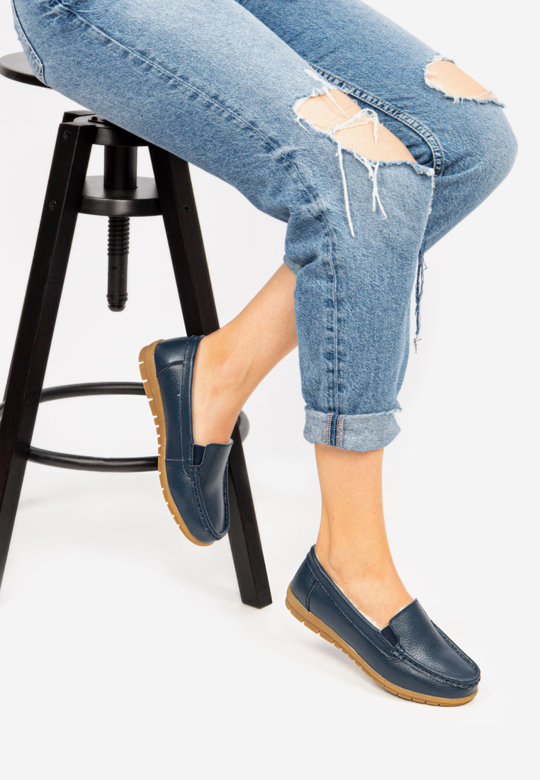 Mocasini piele naturala Christine V2 Navy