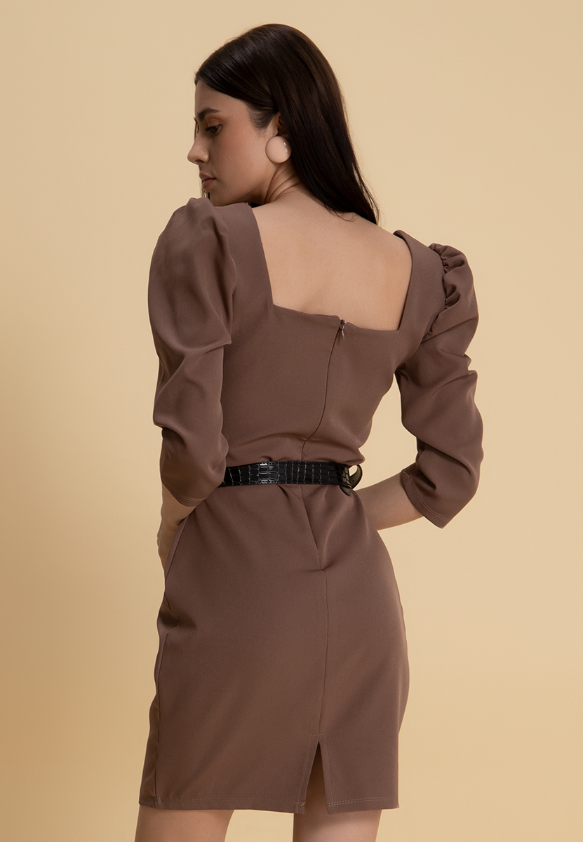 Rochie scurta Lilia Camel