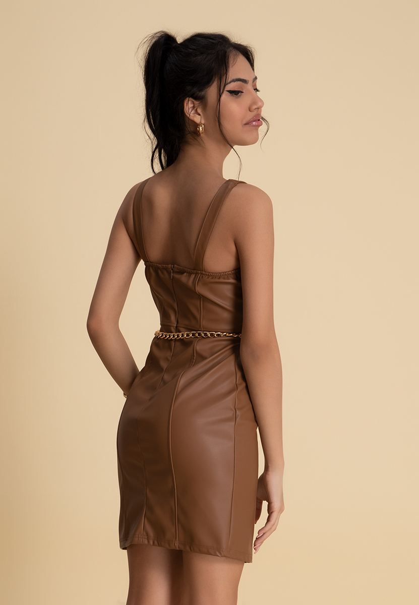 Rochie scurta Barbara Camel