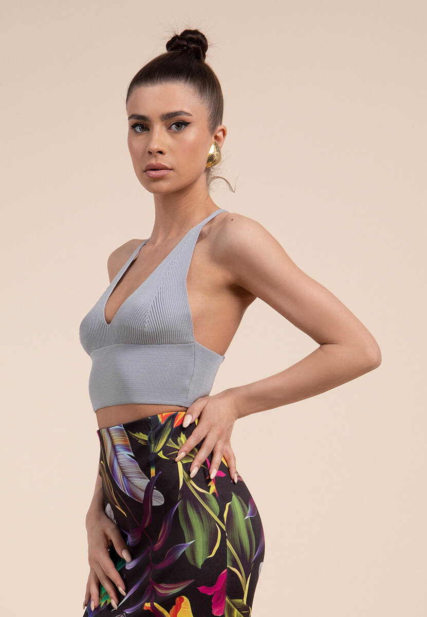 Crop top dama Maristela Gri