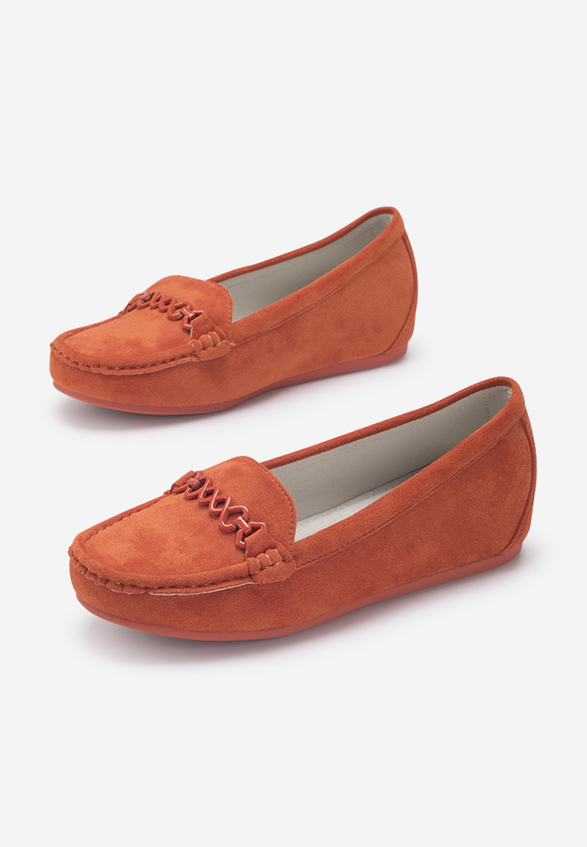 Mocasini piele naturala Eunice portocalii
