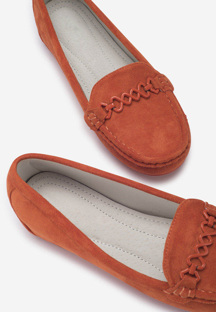 Mocasini piele naturala Eunice portocalii