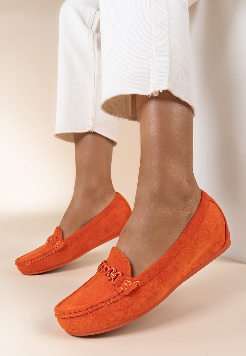 Mocasini piele naturala Eunice portocalii