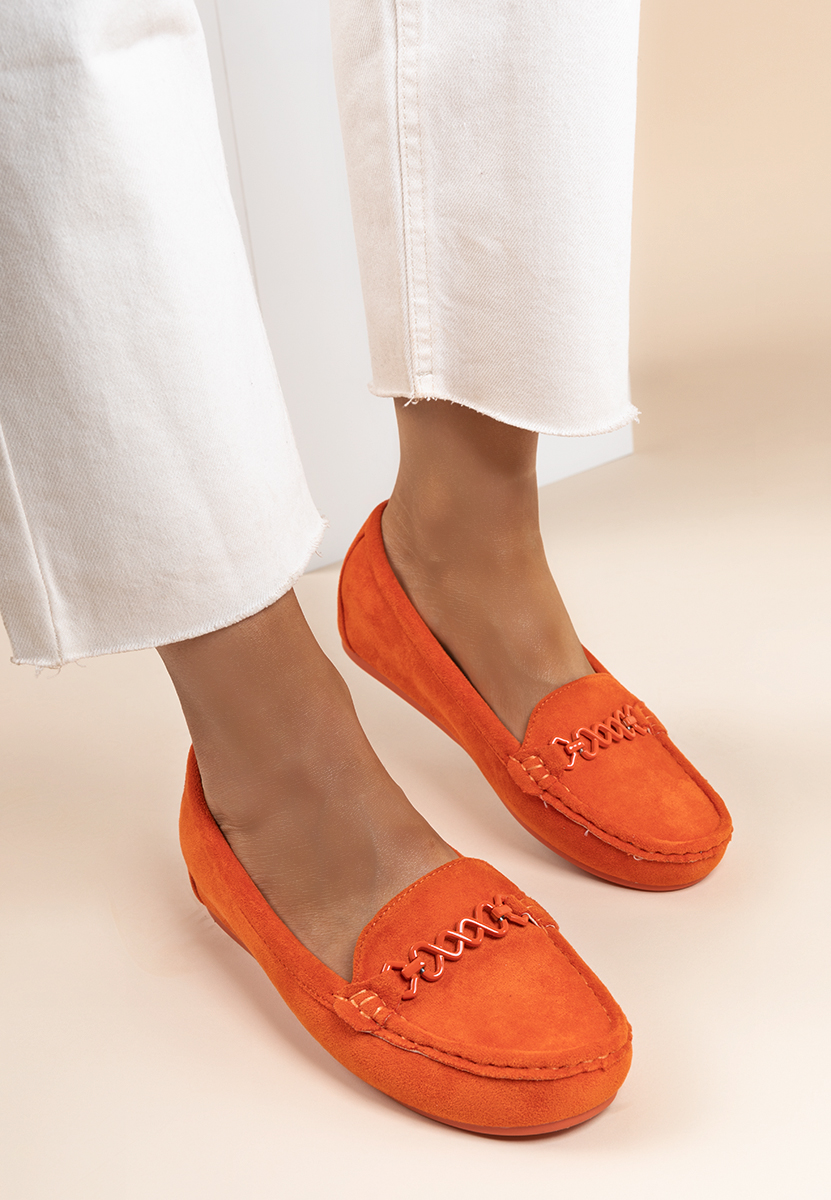 Mocasini piele naturala Eunice portocalii