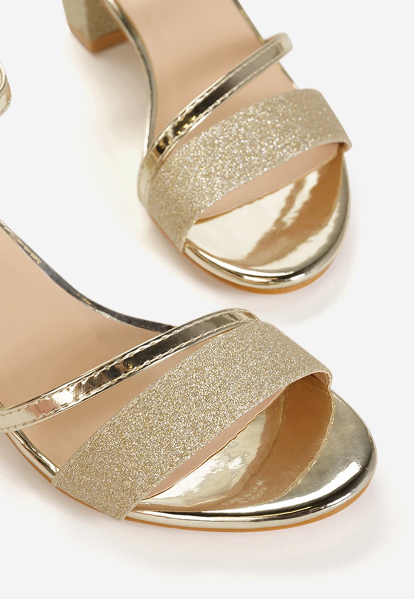 Sandale elegante cu toc mic Malena aurii