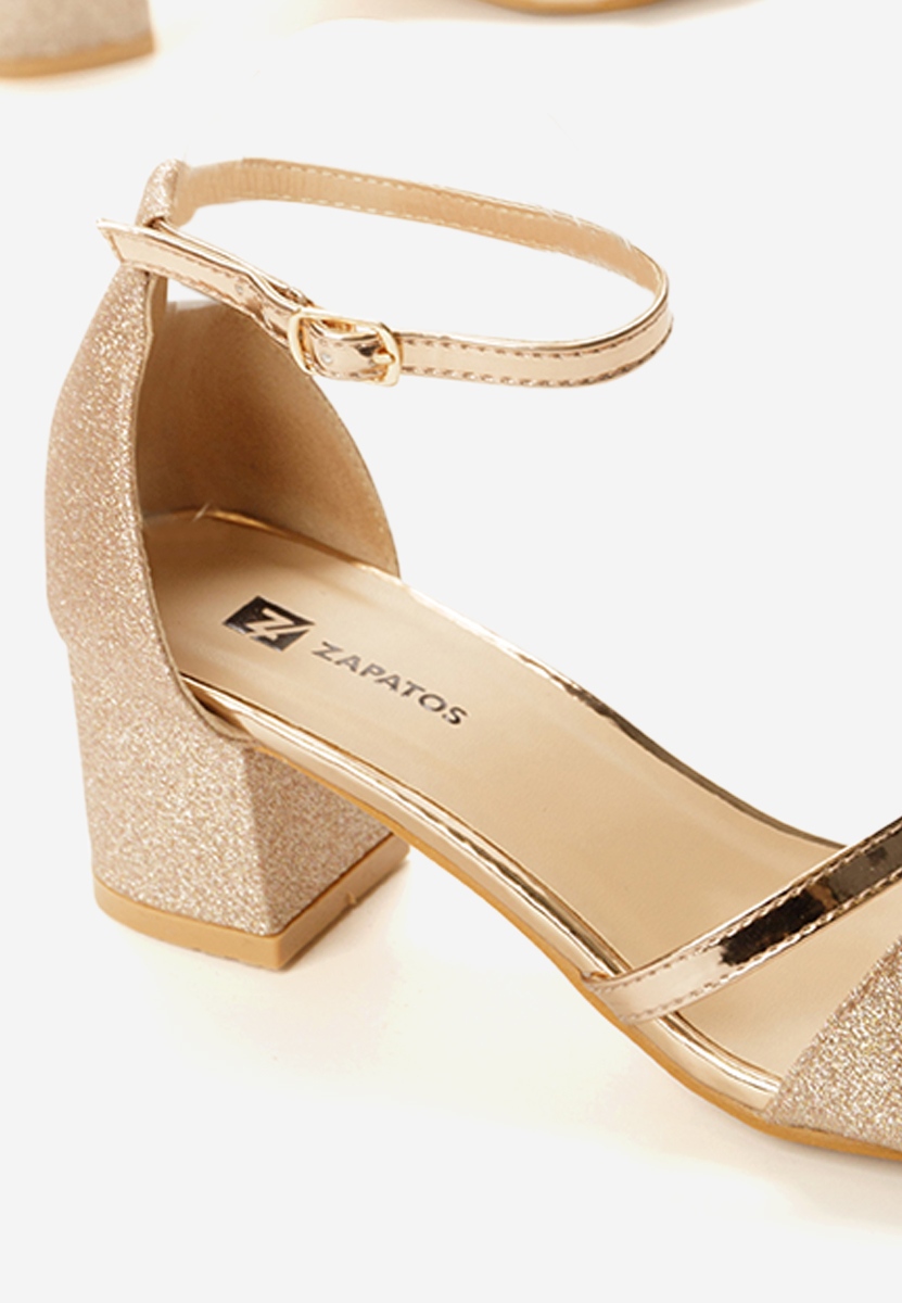 Sandale elegante cu toc Malena champagne