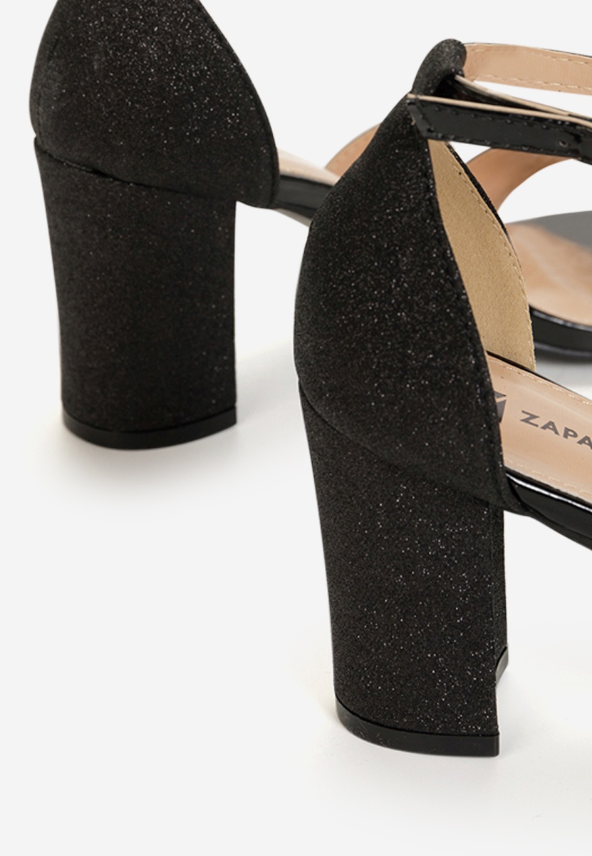 Sandale elegante cu toc gros Malena V2 negre