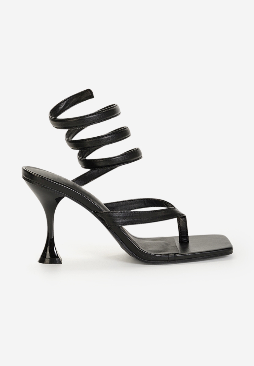 Sandale cu toc subtire Lissandra Negre