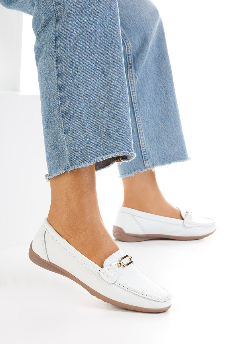 Mocasini dama piele albi Celetina