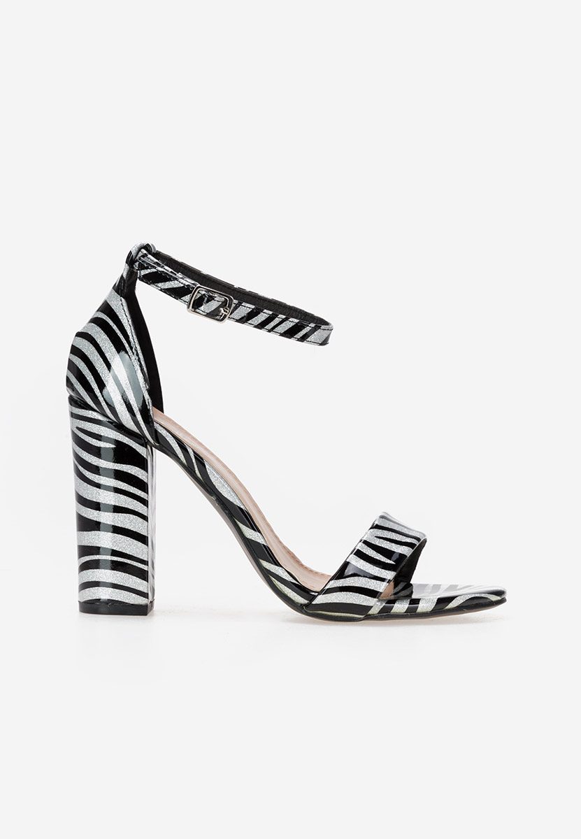 Sandale cu toc gros zebra Pardias