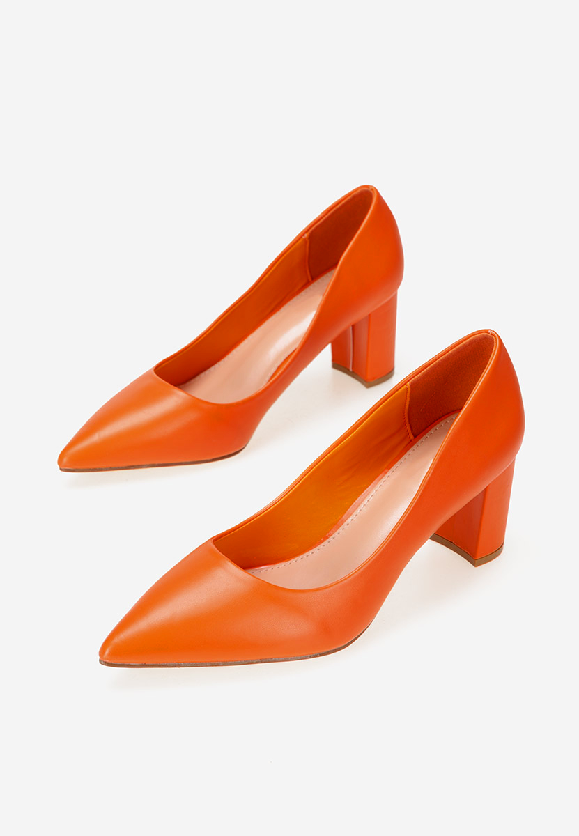 Pantofi cu toc gros portocalii Danza