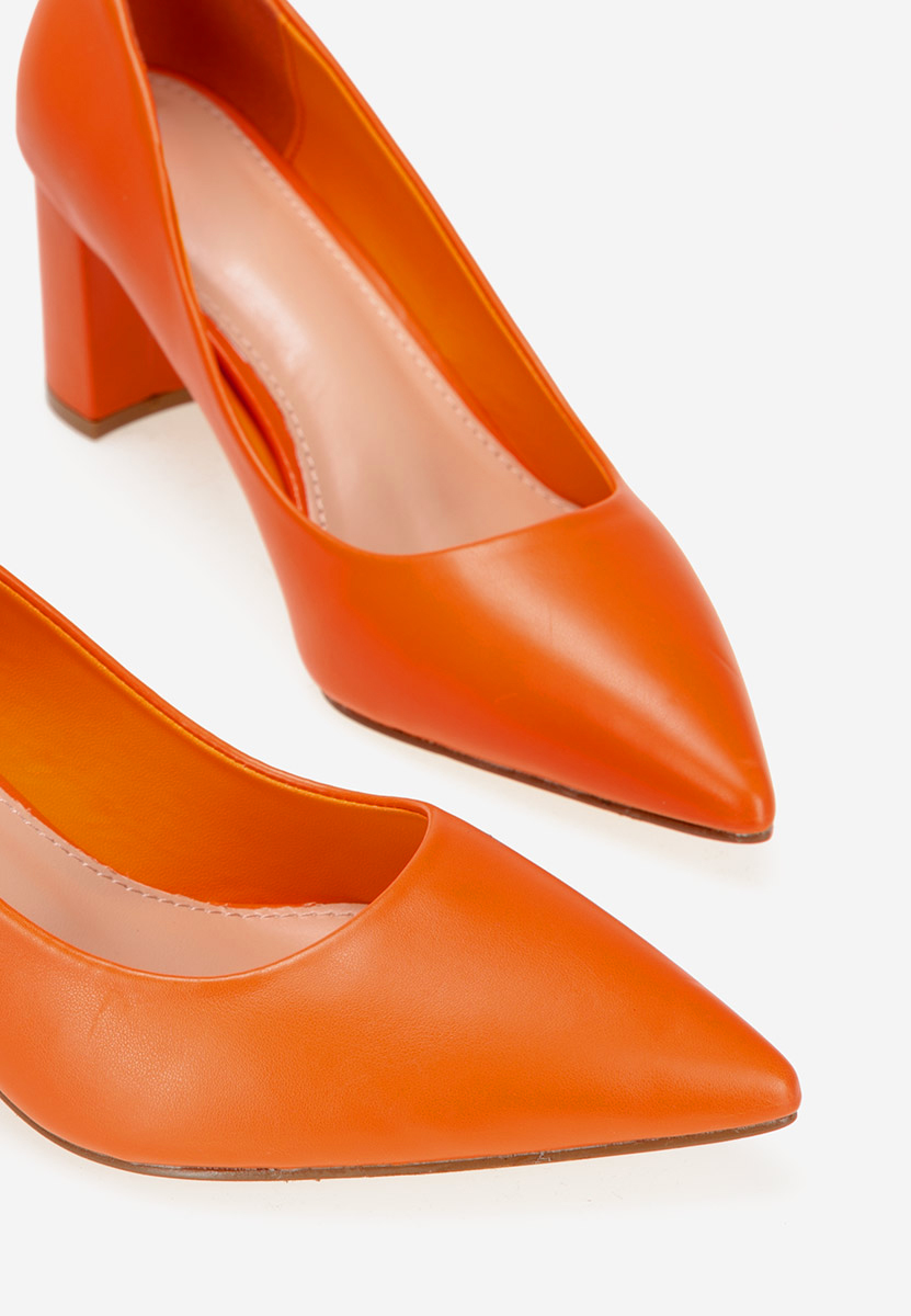 Pantofi cu toc gros portocalii Danza