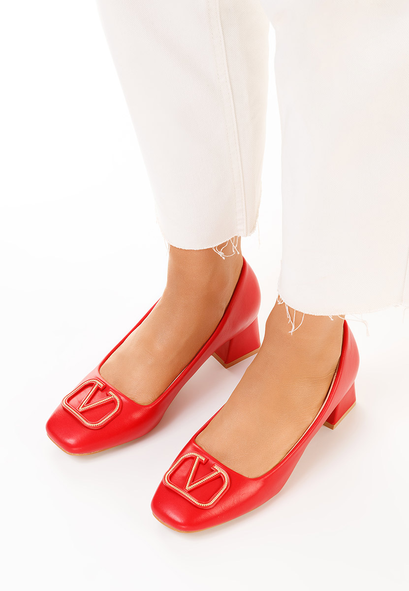 Pantofi cu toc mediu Viana rosii