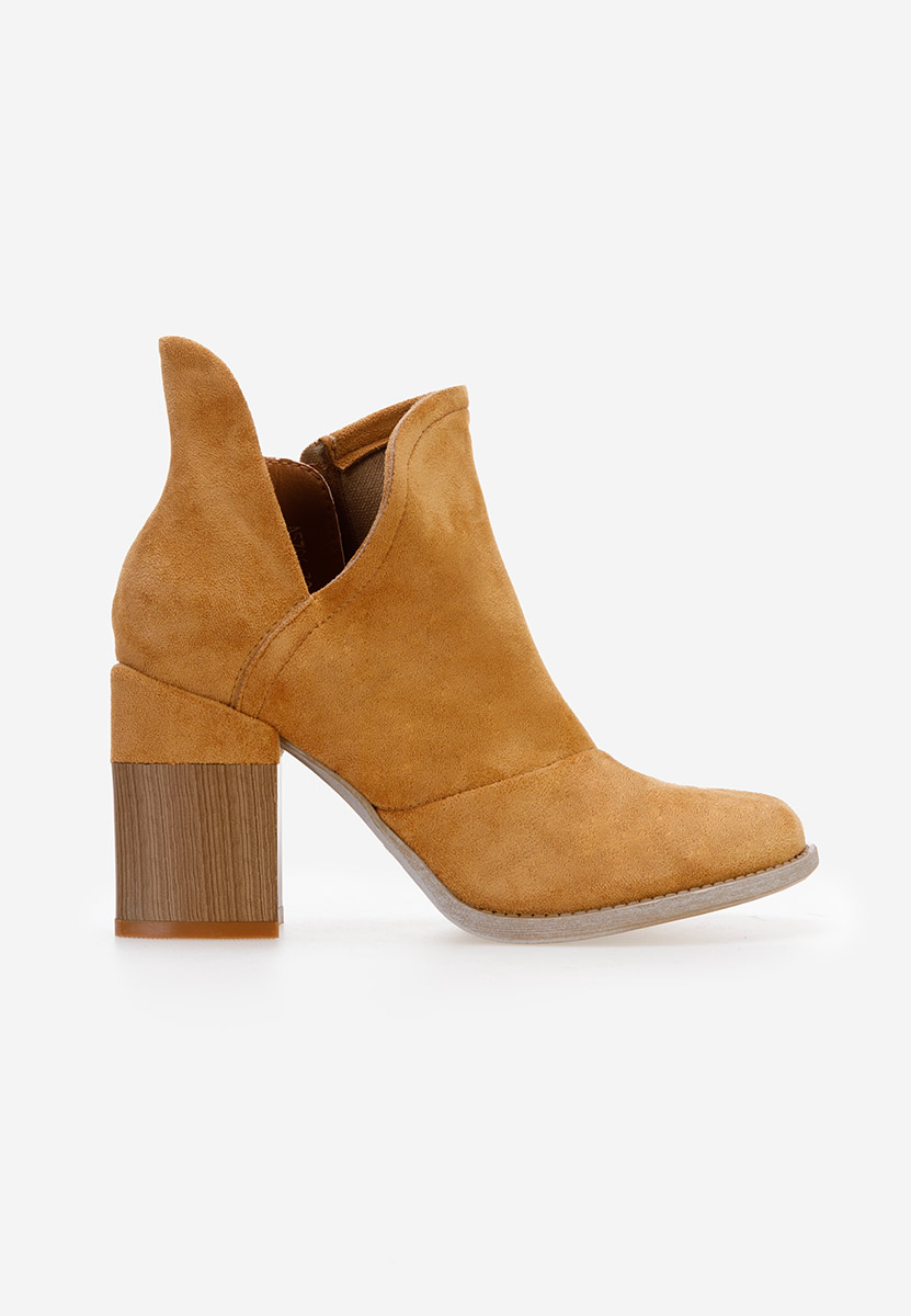 Botine cu toc gros Condesa camel