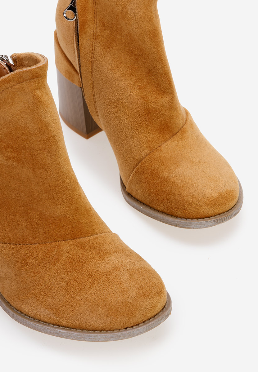 Botine cu toc gros Condesa camel