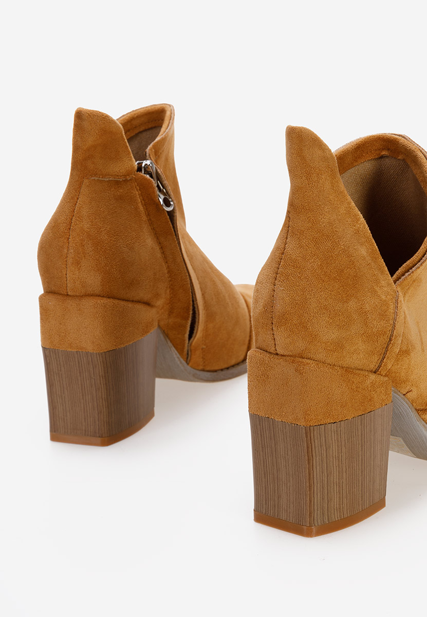 Botine cu toc gros Condesa camel