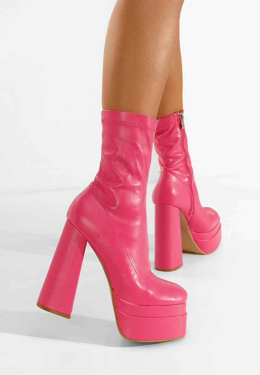 Botine cu toc si platforma Aguaria fucsia