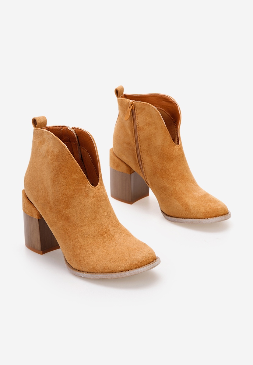 Botine cu toc gros Beires camel