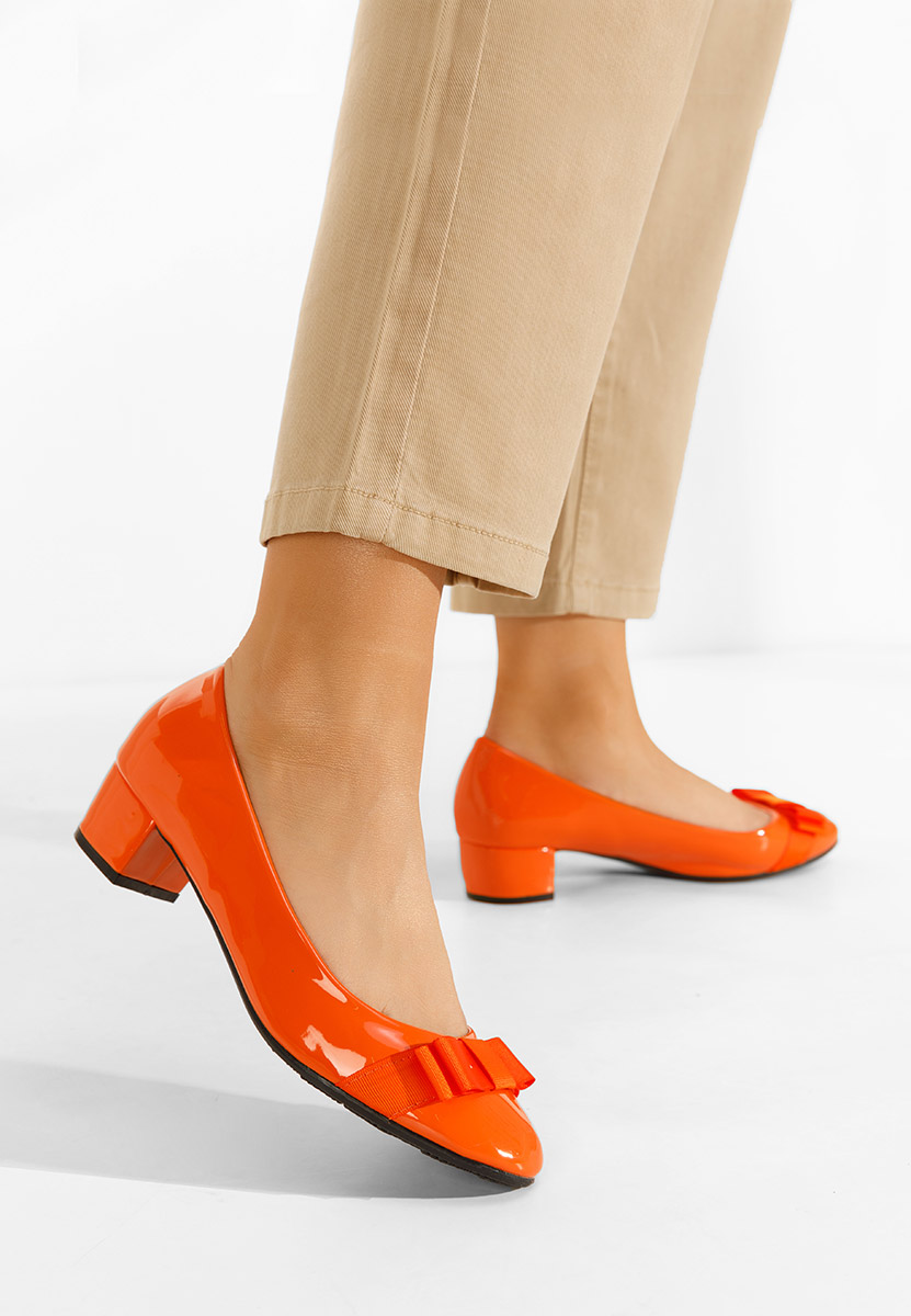 Pantofi cu toc lacuiti Carasca portocalii Pantofi cu toc lacuiti Carasca portocalii