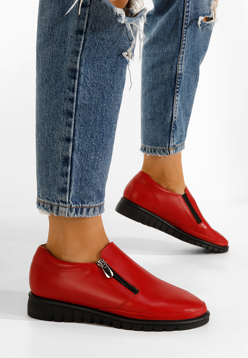 Pantofi casual dama piele rosii Vichy