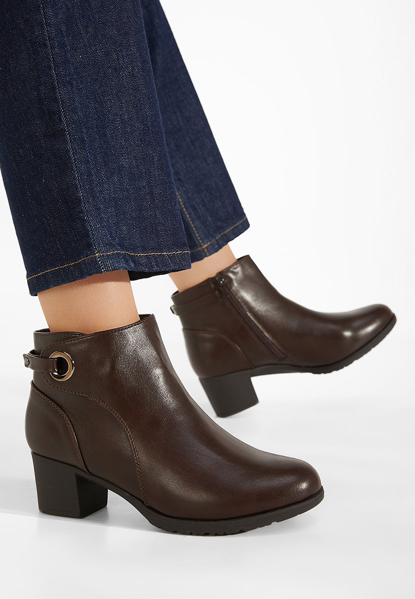 Botine cu toc mic maro Forli