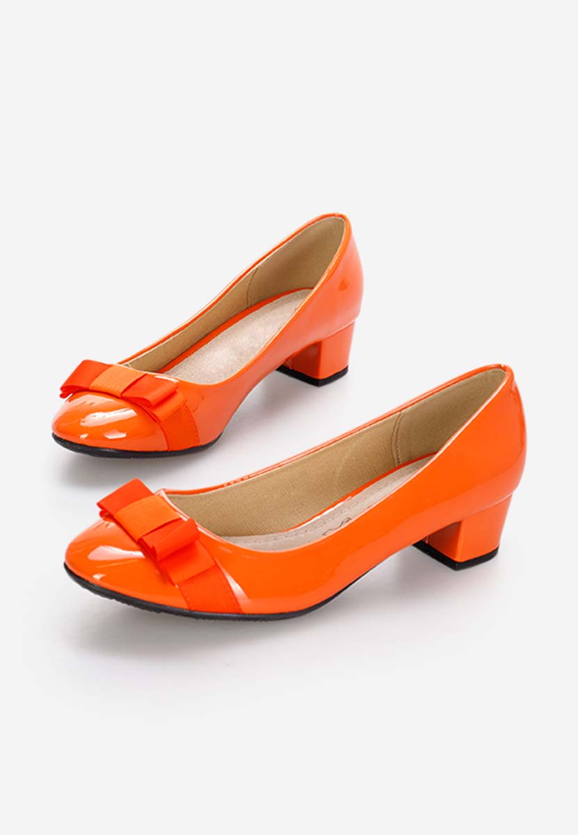 Pantofi cu toc lacuiti Carasca portocalii Pantofi cu toc lacuiti Carasca portocalii