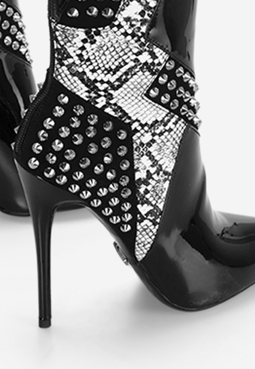 Botine cu toc subtire Indeana negre