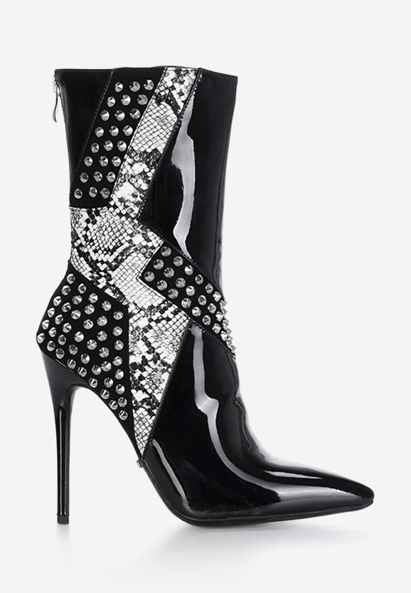 Botine cu toc subtire Indeana negre