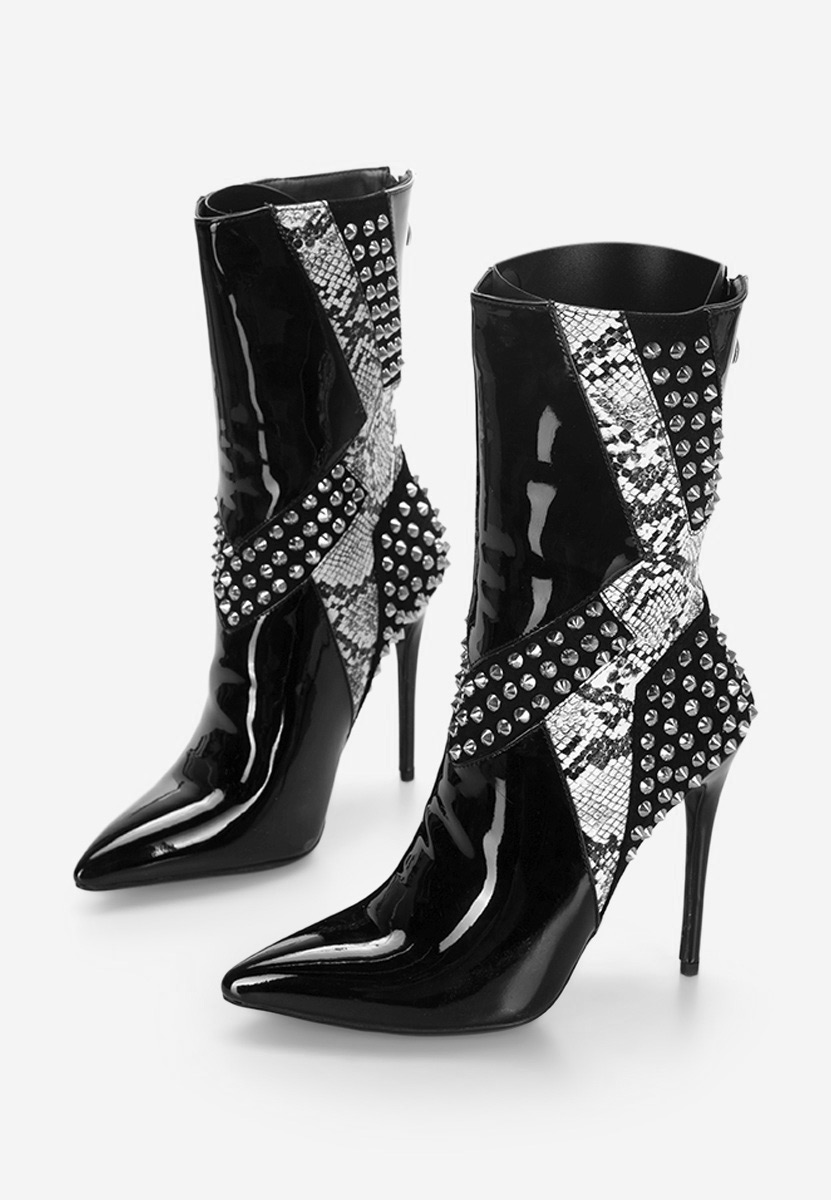 Botine cu toc subtire Indeana negre