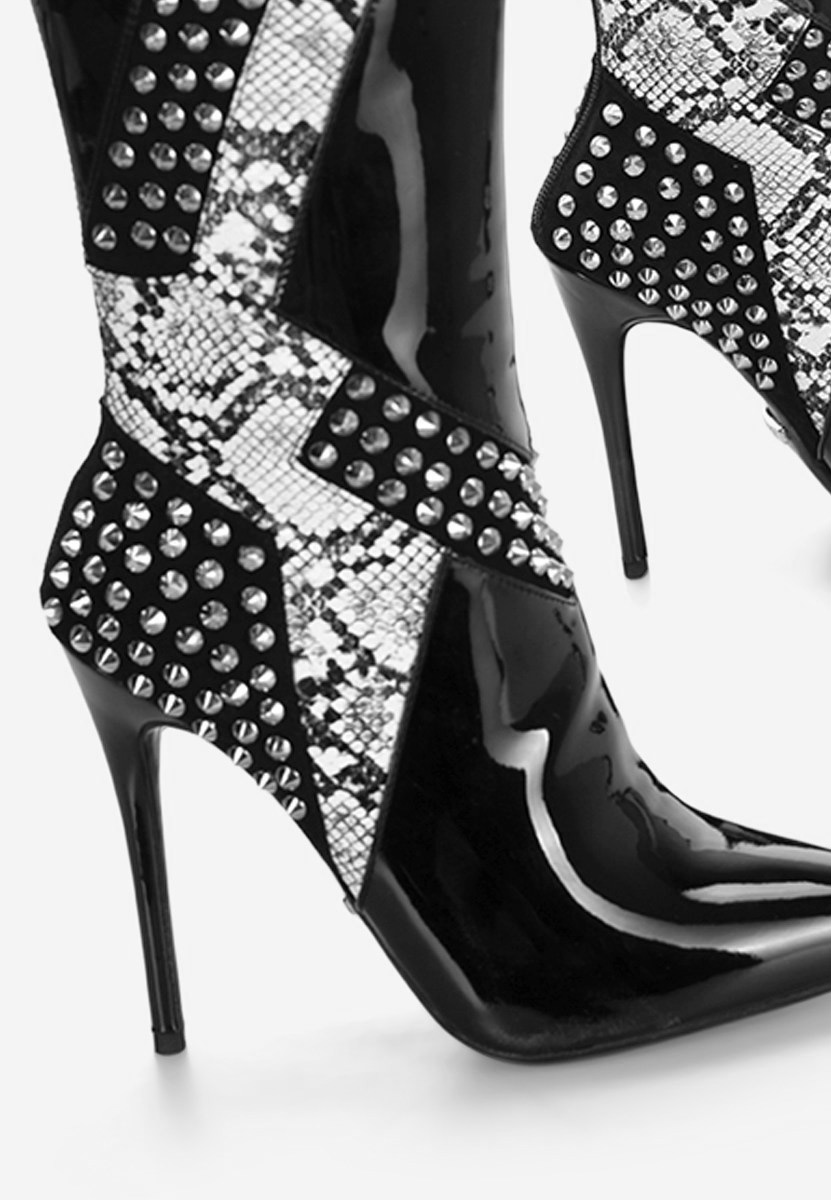 Botine cu toc subtire Indeana negre