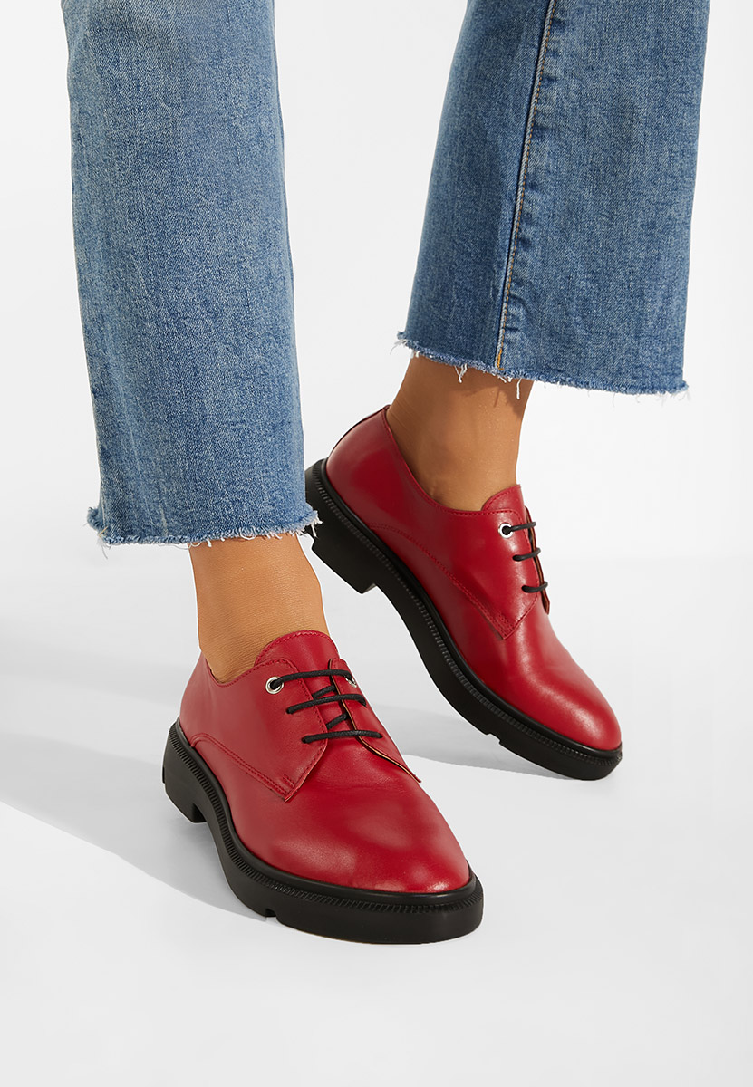 Pantofi derby piele rosii Pelado