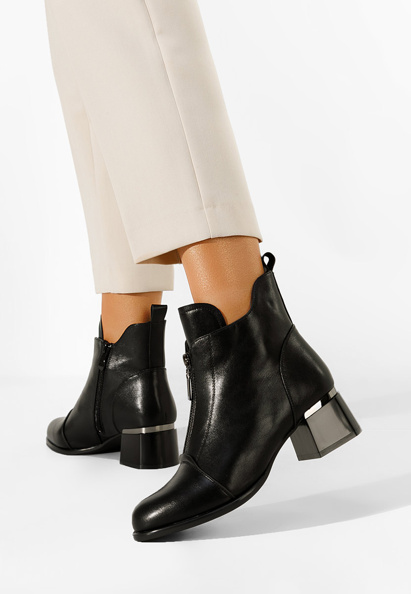 Botine cu toc gros negre Orlia