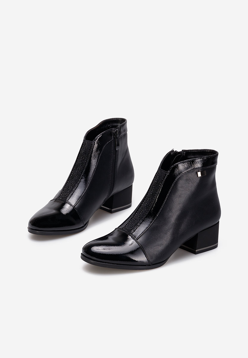 Botine Cu Toc Gros Negre Gava Zapatos