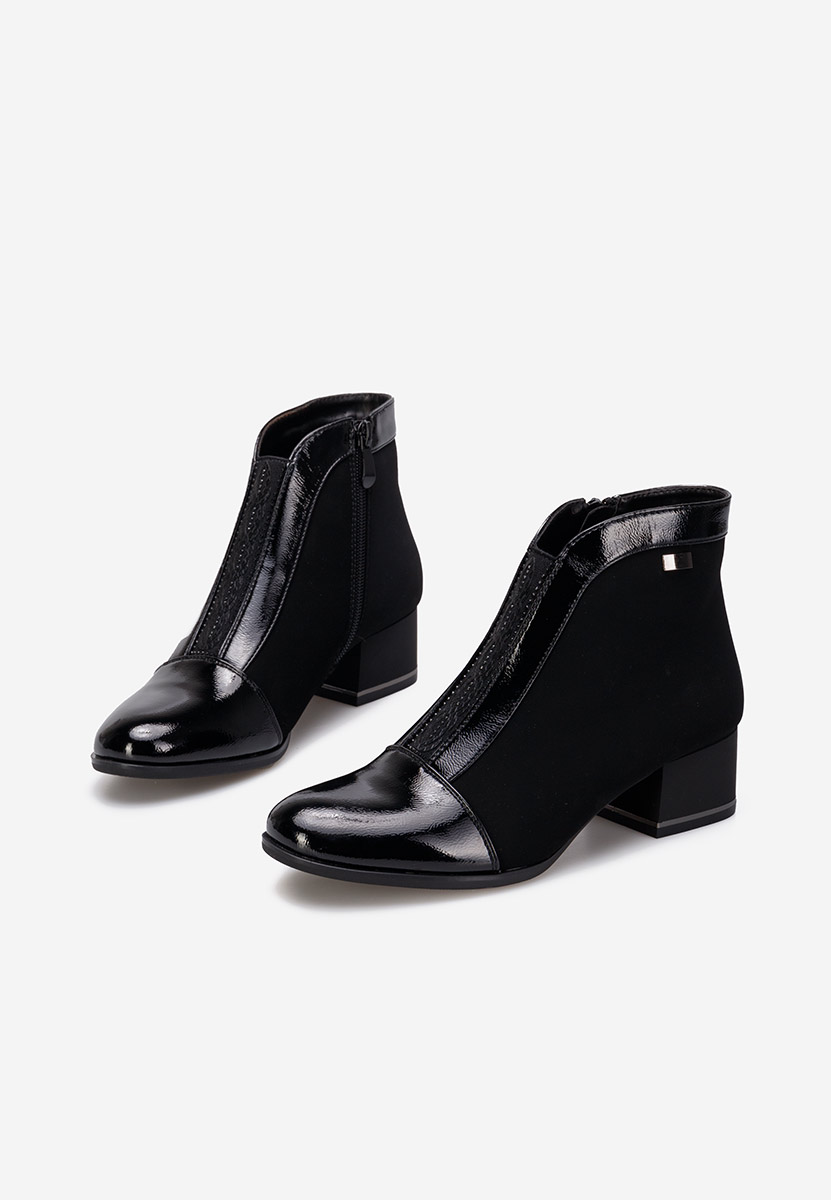 Botine cu toc gros negre Gava