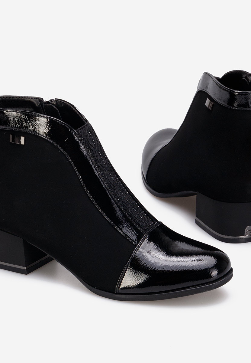 Botine cu toc gros negre Gava