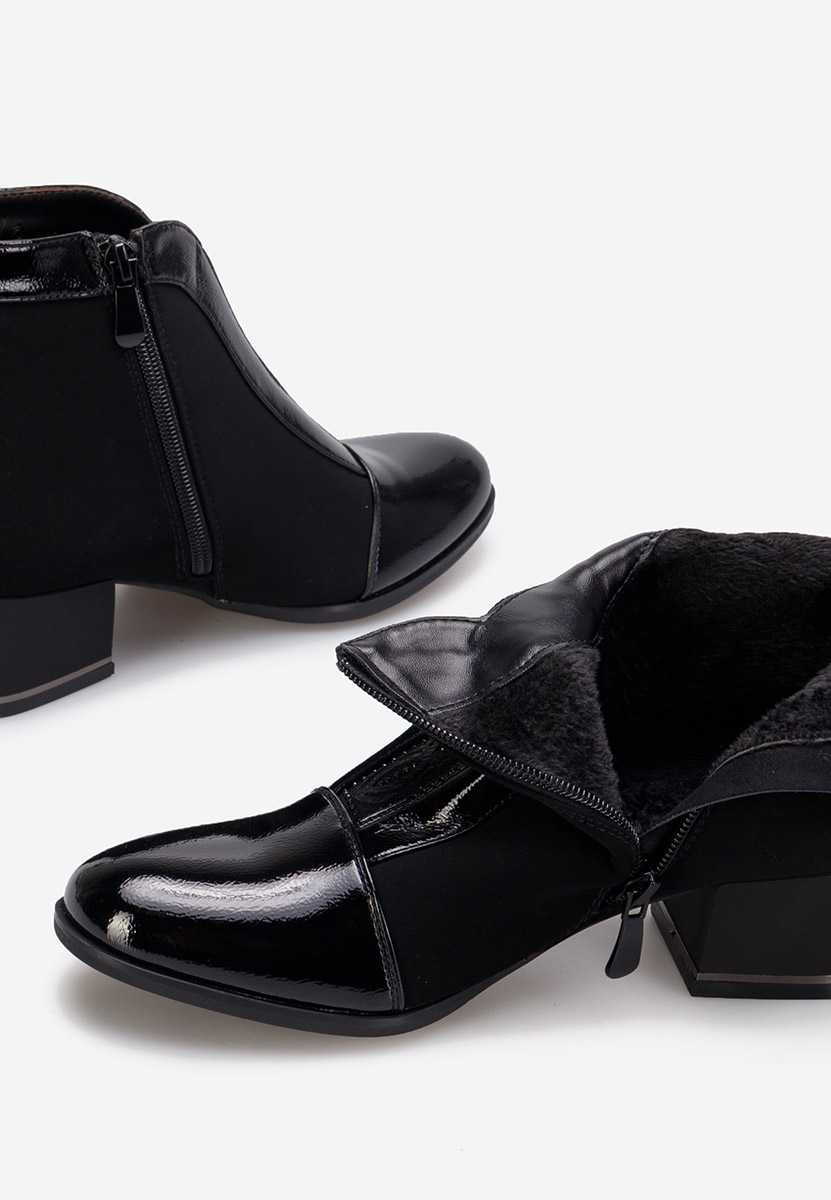 Botine cu toc gros negre Gava