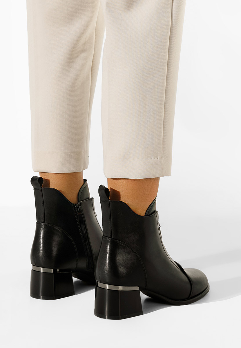 Botine cu toc gros negre Orlia
