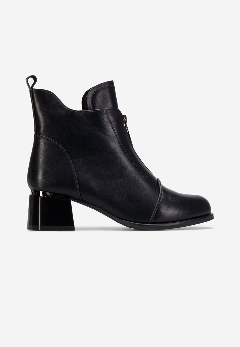 Botine cu toc gros negre Orlia