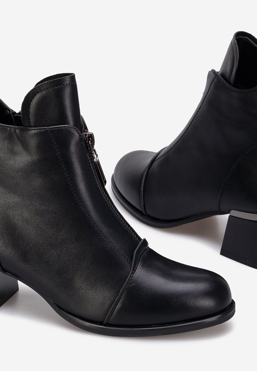Botine cu toc gros negre Orlia