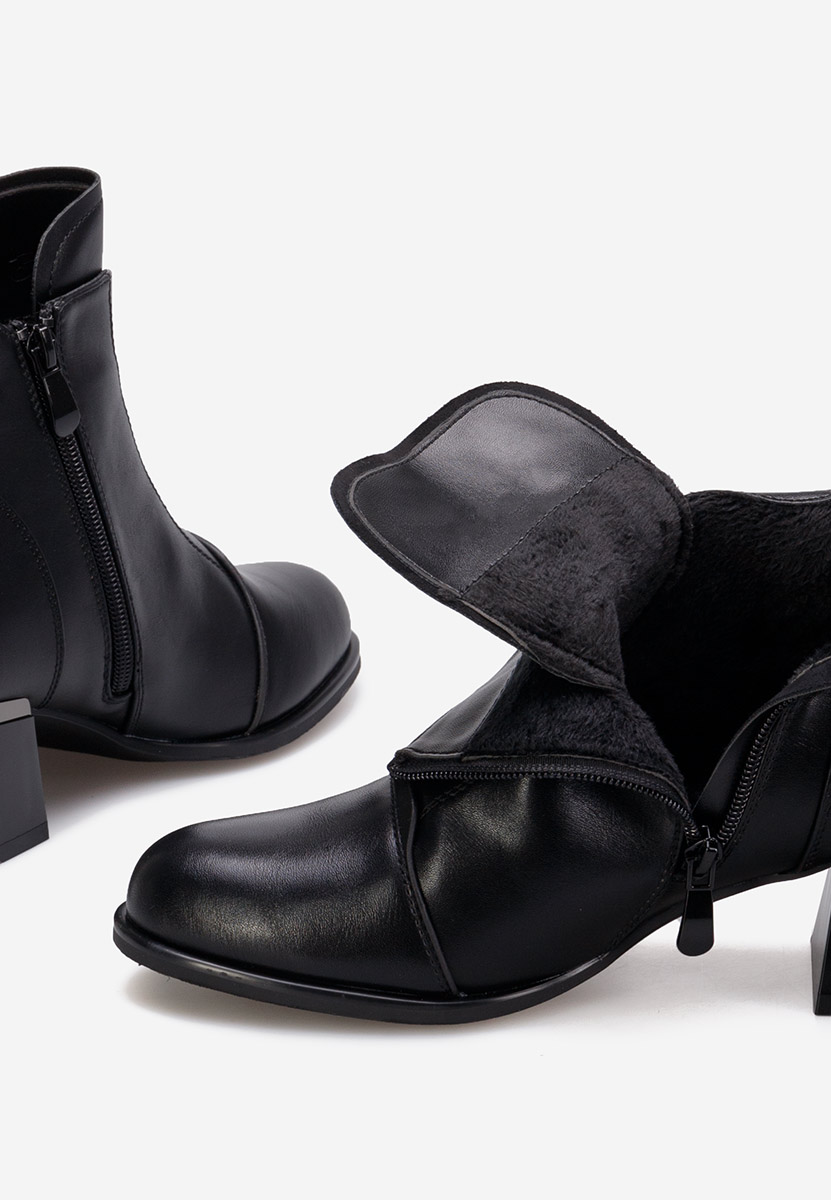 Botine cu toc gros negre Orlia