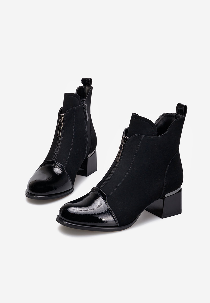 Botine cu toc gros negre Orlia V2