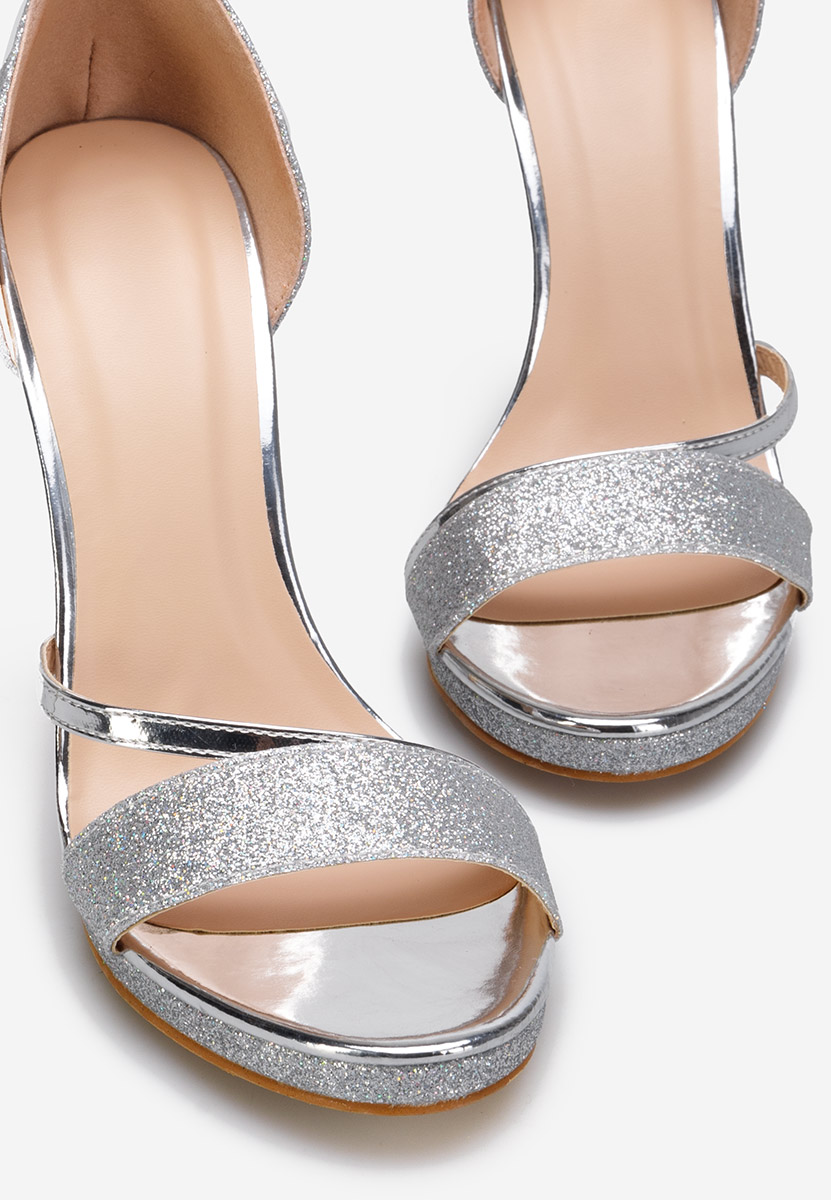 Sandale elegante cu toc Karmia V3 argintii