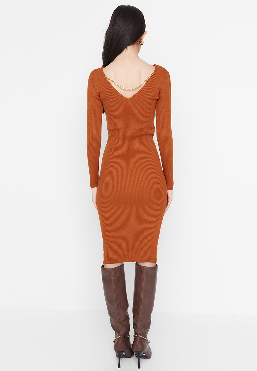 Rochie midi camel Gina