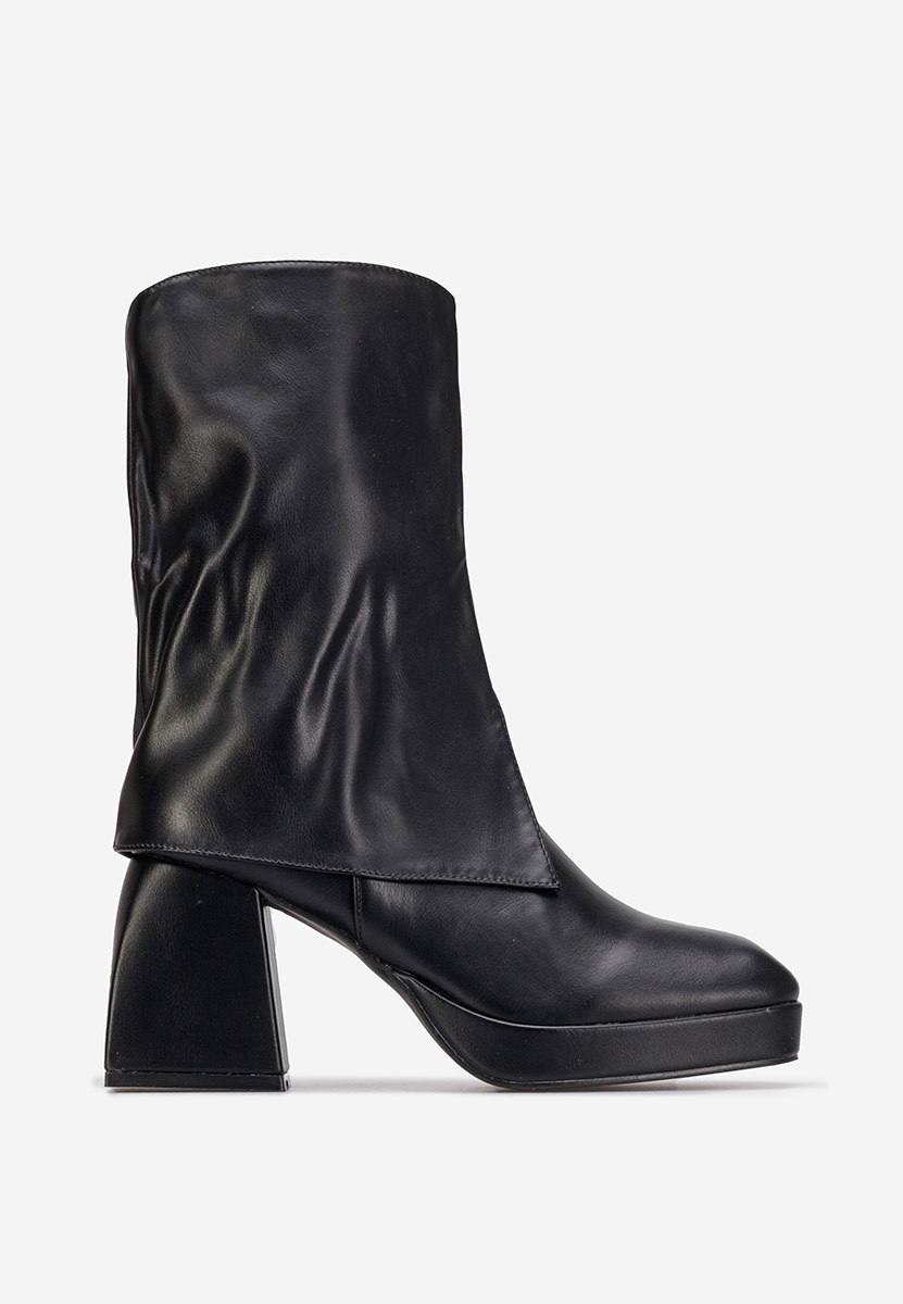 Botine cu toc gros Zalamea negre