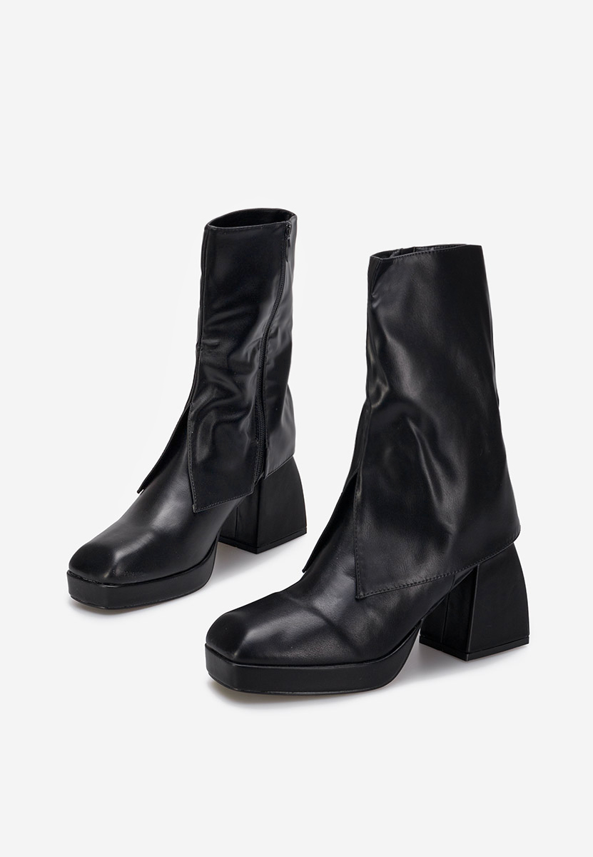 Botine cu toc gros Zalamea negre