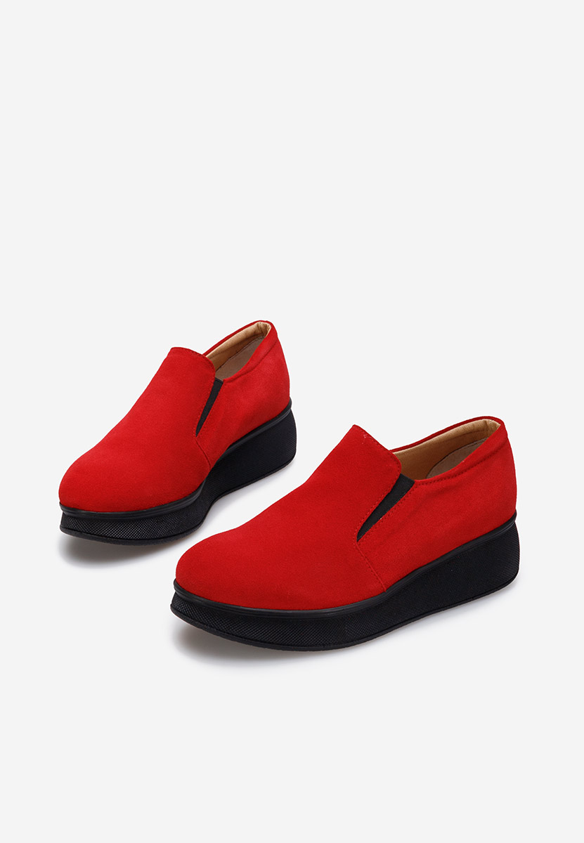 Mocasini piele naturala rosii Lancha V2