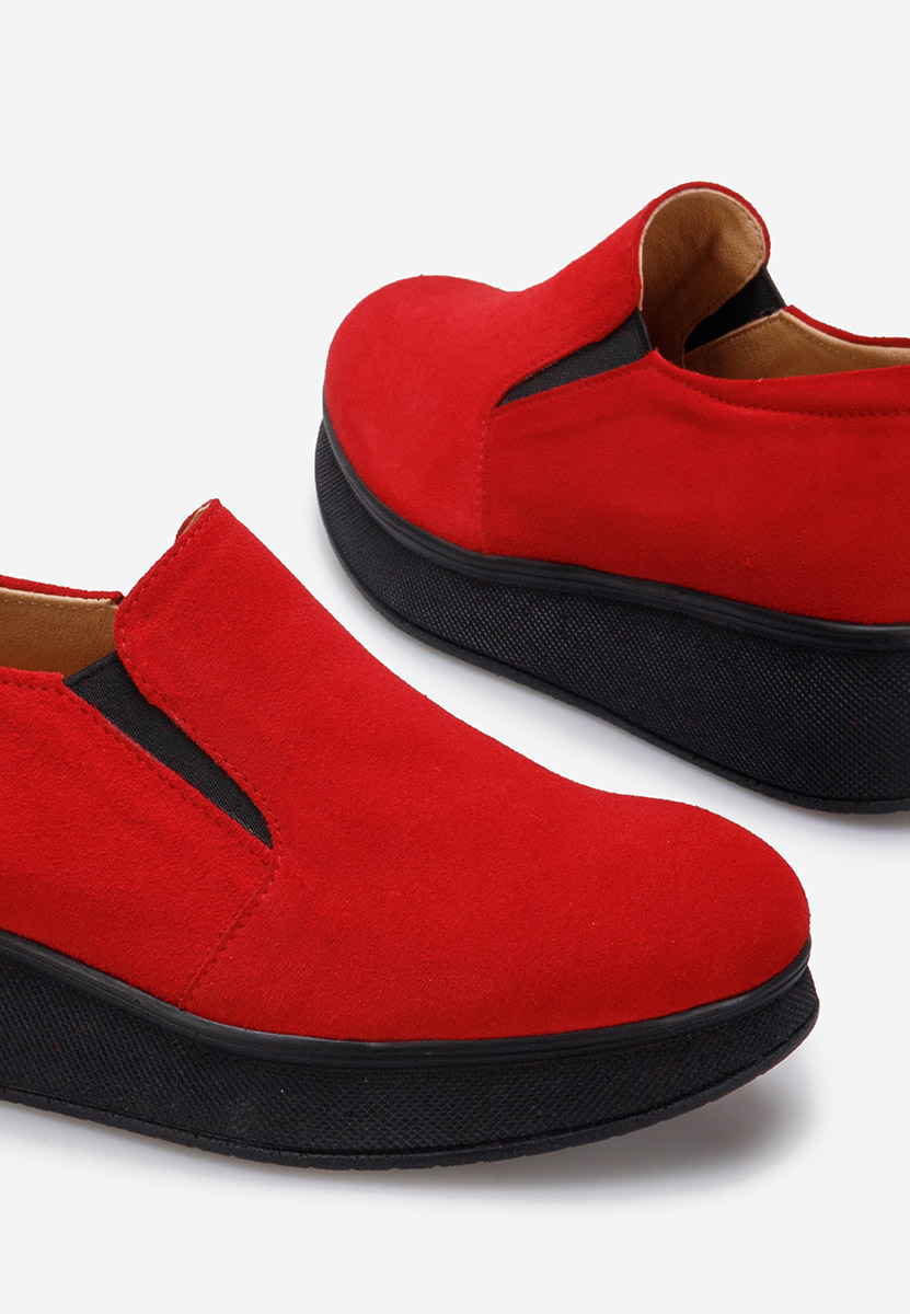 Mocasini piele naturala rosii Lancha V2